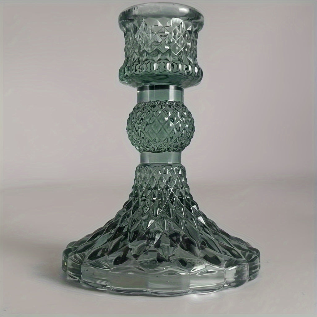 2pcs/set Clear Glass 4 Inch Tall Taper Candle Holders, Crystal Decorative Candle Stand Centerpiece Fit 0.8 Inch Candles For Table Wedding Dinning Party