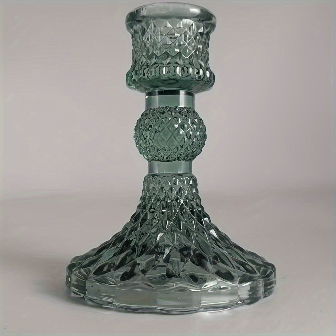 2pcs/set Clear Glass 4 Inch Tall Taper Candle Holders, Crystal Decorative Candle Stand Centerpiece Fit 0.8 Inch Candles For Table Wedding Dinning Party