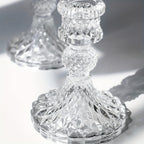 2pcs/set Clear Glass 4 Inch Tall Taper Candle Holders, Crystal Decorative Candle Stand Centerpiece Fit 0.8 Inch Candles For Table Wedding Dinning Party