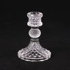 2pcs/set Clear Glass 4 Inch Tall Taper Candle Holders, Crystal Decorative Candle Stand Centerpiece Fit 0.8 Inch Candles For Table Wedding Dinning Party