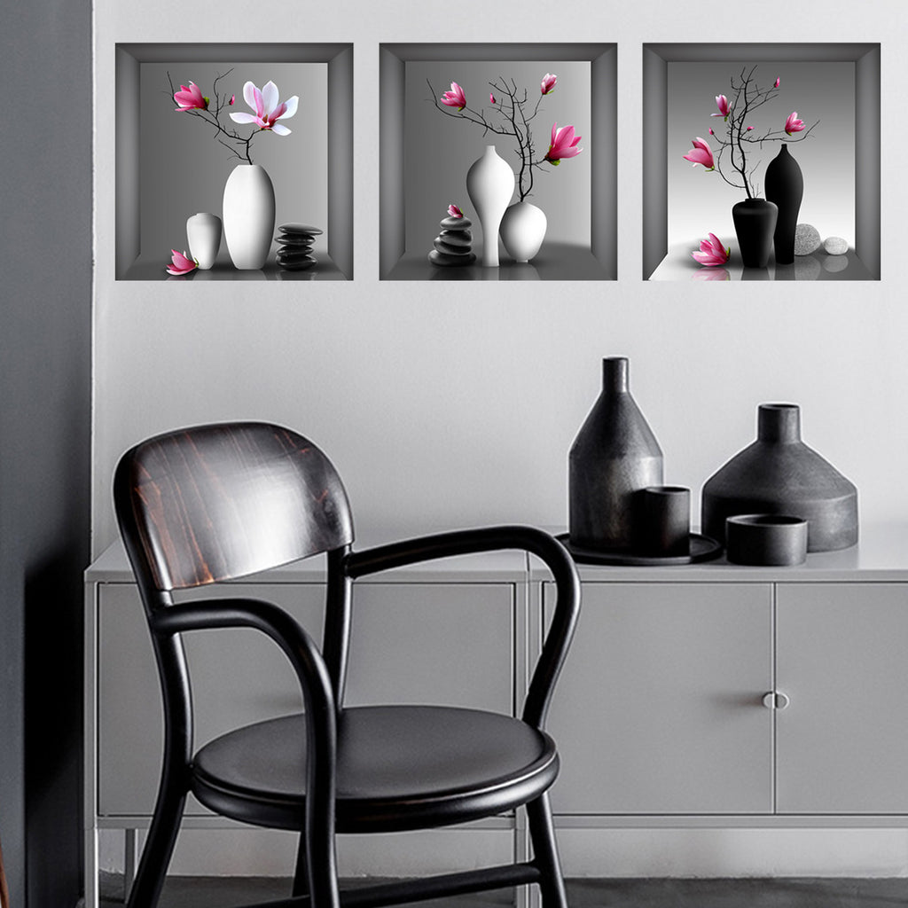 3pcs Elegant Floral Wall Decals