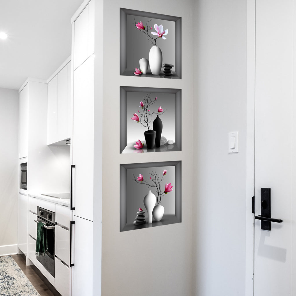 3pcs Elegant Floral Wall Decals