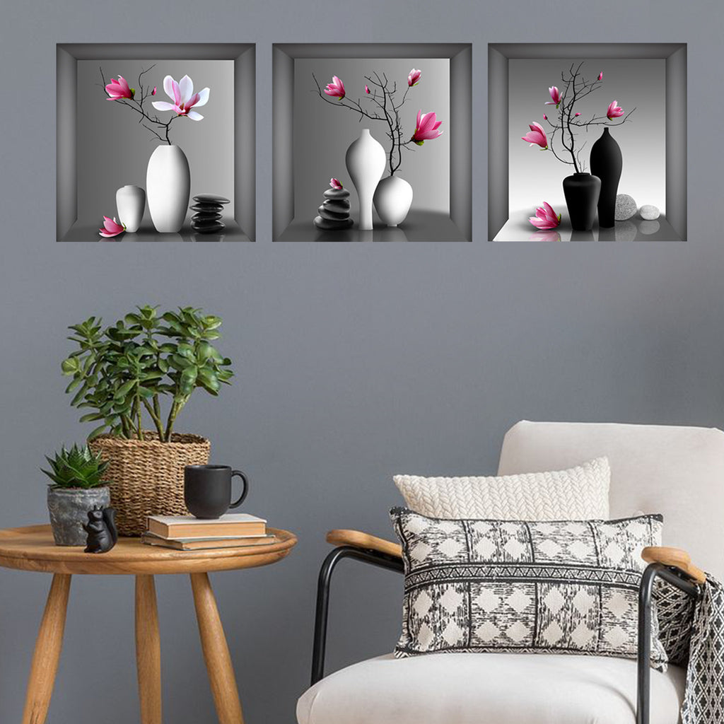 3pcs Elegant Floral Wall Decals