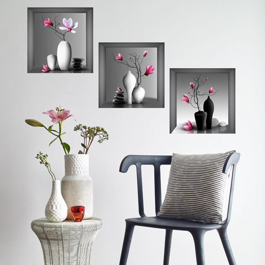 3pcs Elegant Floral Wall Decals