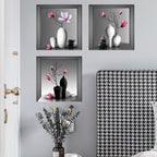 3pcs Elegant Floral Wall Decals