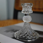 2pcs/set Clear Glass 4 Inch Tall Taper Candle Holders, Crystal Decorative Candle Stand Centerpiece Fit 0.8 Inch Candles For Table Wedding Dinning Party