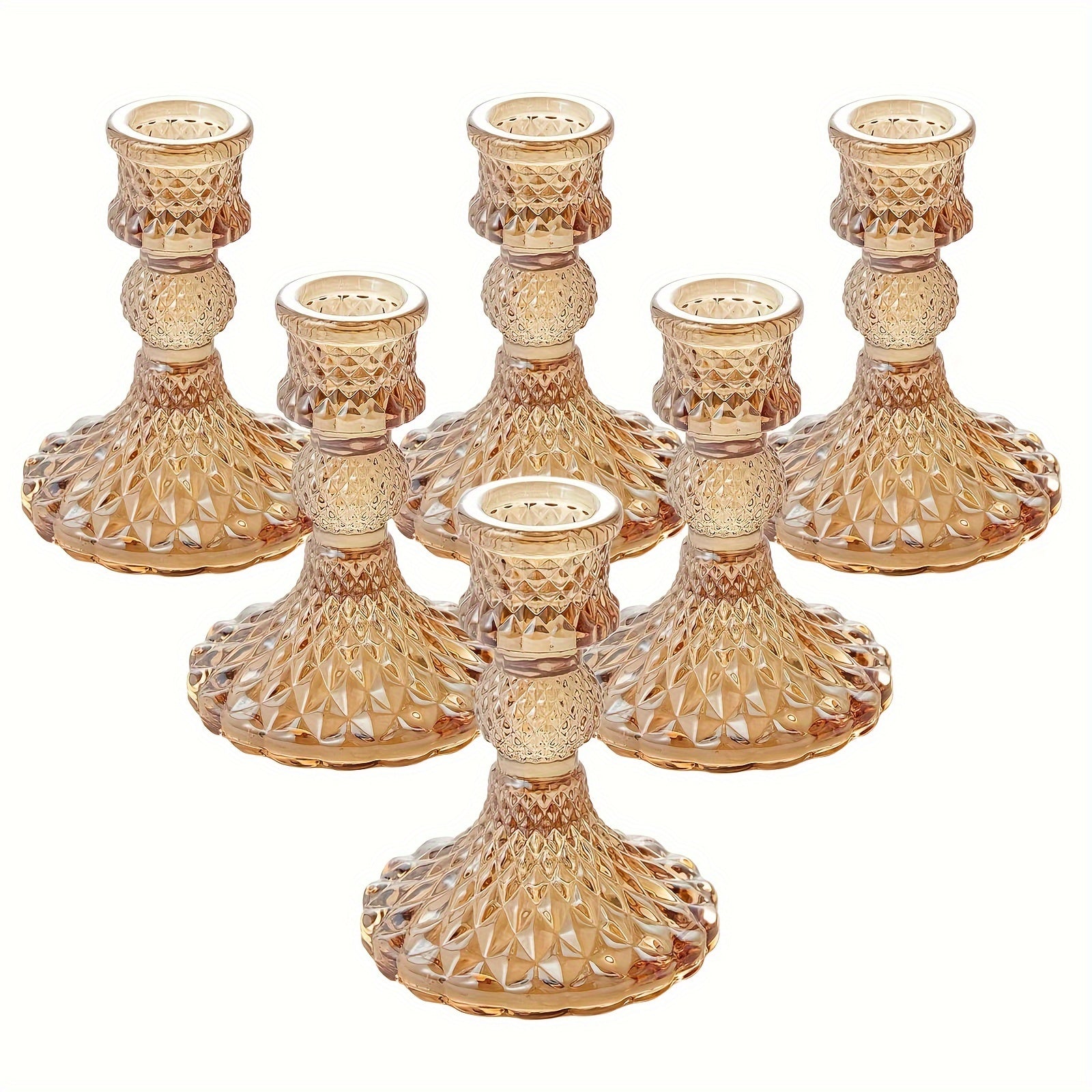 2pcs/set Clear Glass 4 Inch Tall Taper Candle Holders, Crystal Decorative Candle Stand Centerpiece Fit 0.8 Inch Candles For Table Wedding Dinning Party