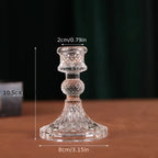 2pcs/set Clear Glass 4 Inch Tall Taper Candle Holders, Crystal Decorative Candle Stand Centerpiece Fit 0.8 Inch Candles For Table Wedding Dinning Party