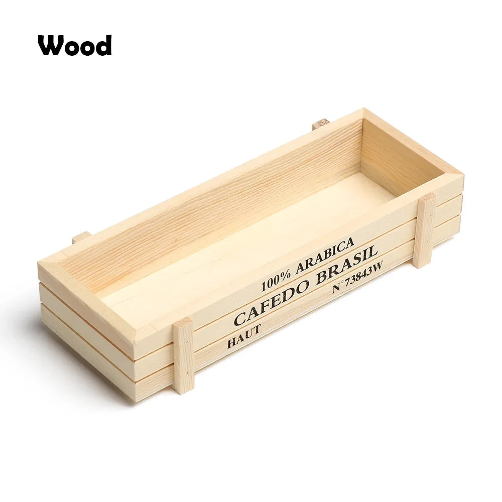 Natural Wooden Flowerpot Garden Decor Trough Decor Pots Succulent Boxes Rectangle Vase Vintage Crates Wood Flower Pot Home Tools