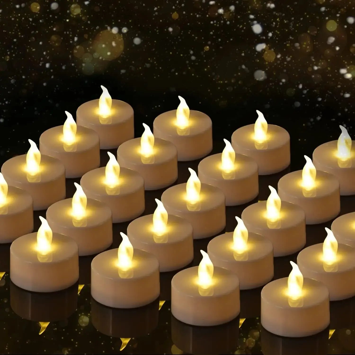 Warm Yellow Flameless LED Tea Light Candles
