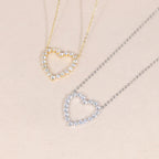 2024 Valentine's Day Gift Fashion Jewelry For Girlfriend Iced Out Bling 5A CZ Hollow Heart Pendant Necklace