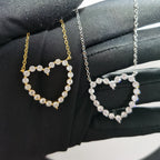 2024 Valentine's Day Gift Fashion Jewelry For Girlfriend Iced Out Bling 5A CZ Hollow Heart Pendant Necklace