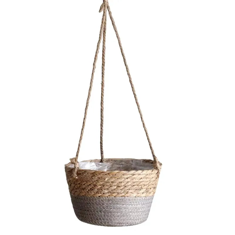 Garden Hanging Planter Macrame Plant Storage Basket Jute Rope Woven Indoor Outdoor Flower Pot Holder Plant Hangers Home Decor