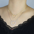 2024 Valentine's Day Gift Fashion Jewelry For Girlfriend Iced Out Bling 5A CZ Hollow Heart Pendant Necklace