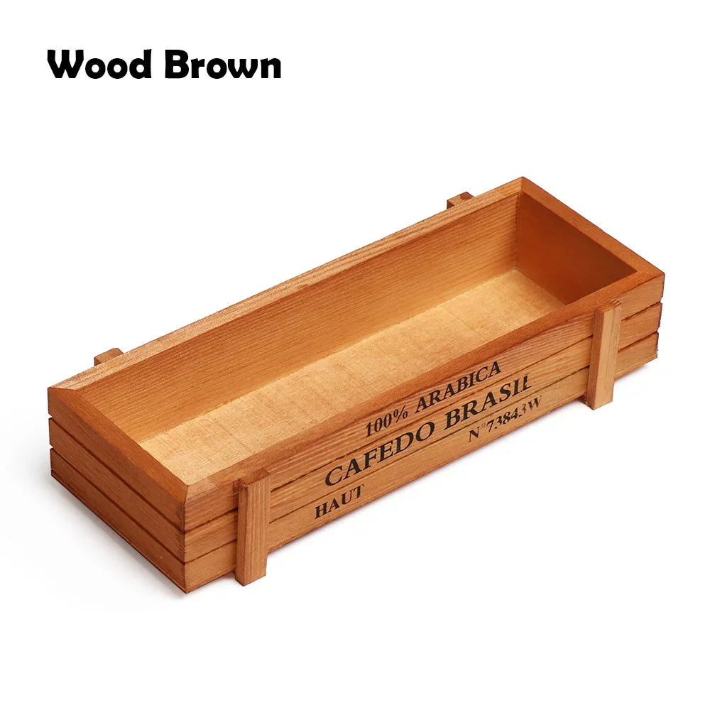 Natural Wooden Flowerpot Garden Decor Trough Decor Pots Succulent Boxes Rectangle Vase Vintage Crates Wood Flower Pot Home Tools