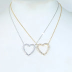 2024 Valentine's Day Gift Fashion Jewelry For Girlfriend Iced Out Bling 5A CZ Hollow Heart Pendant Necklace