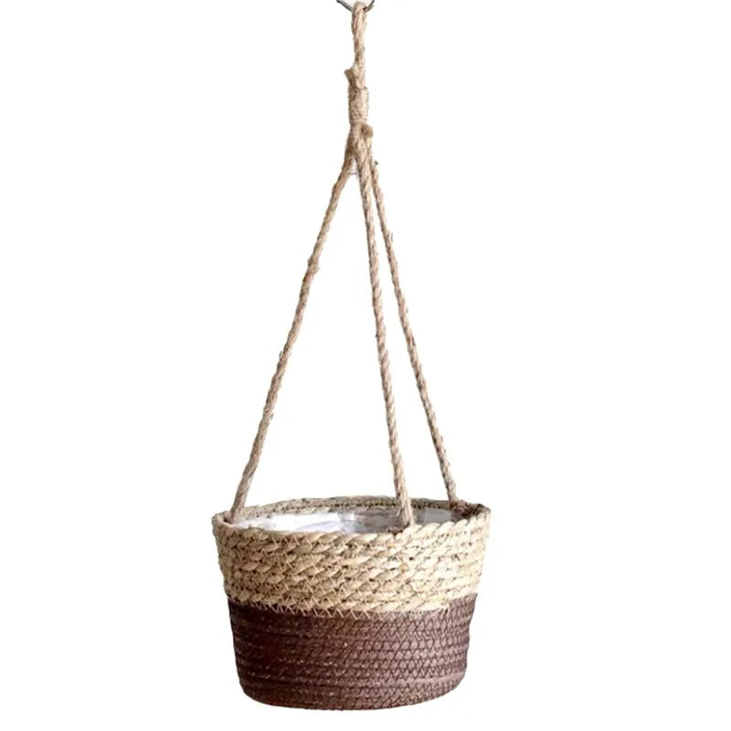 Garden Hanging Planter Macrame Plant Storage Basket Jute Rope Woven Indoor Outdoor Flower Pot Holder Plant Hangers Home Decor