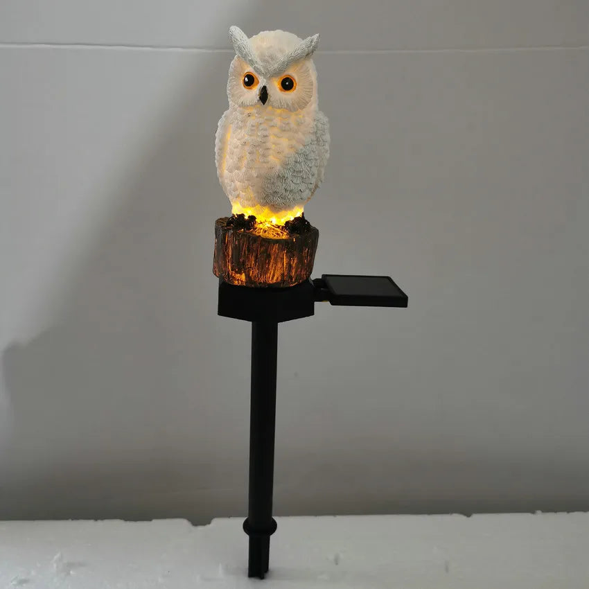 Garden Solar Light Outdoor Decor Resin Owl Solar LED Light with Stake Waterproof Light for Flower Fence Lawn Decoration