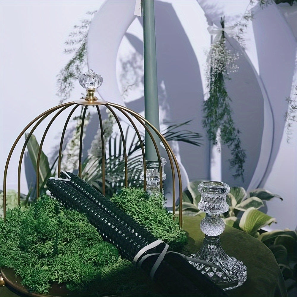 2pcs/set Clear Glass 4 Inch Tall Taper Candle Holders, Crystal Decorative Candle Stand Centerpiece Fit 0.8 Inch Candles For Table Wedding Dinning Party